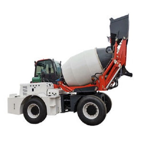 Mobile self loading concrete mixer